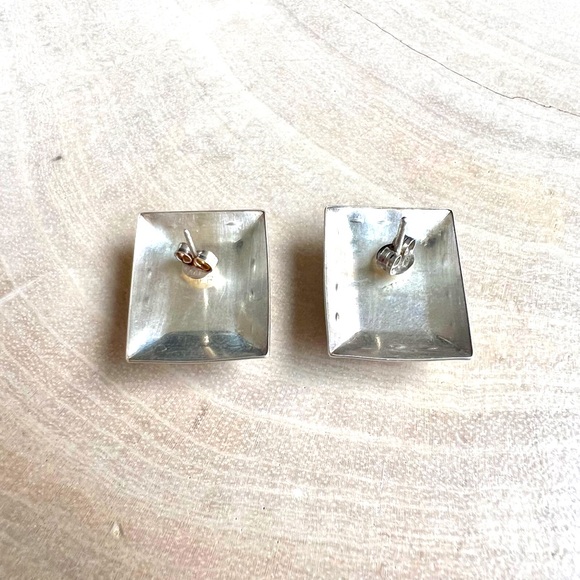 Southwest Style Necklace Earring Set Liquid Silver Semi-Precious Inlay Stones - Picture 12 of 16